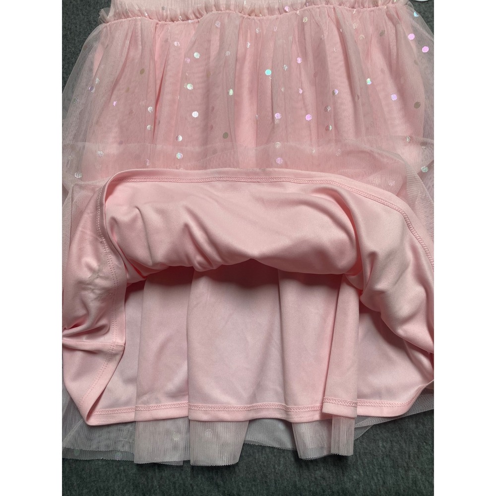 Wonder Nation Girls XL 14-16 Pink Frost Ribbed Tutu Dress Iridescent Polka Dot - Picture 5 of 10